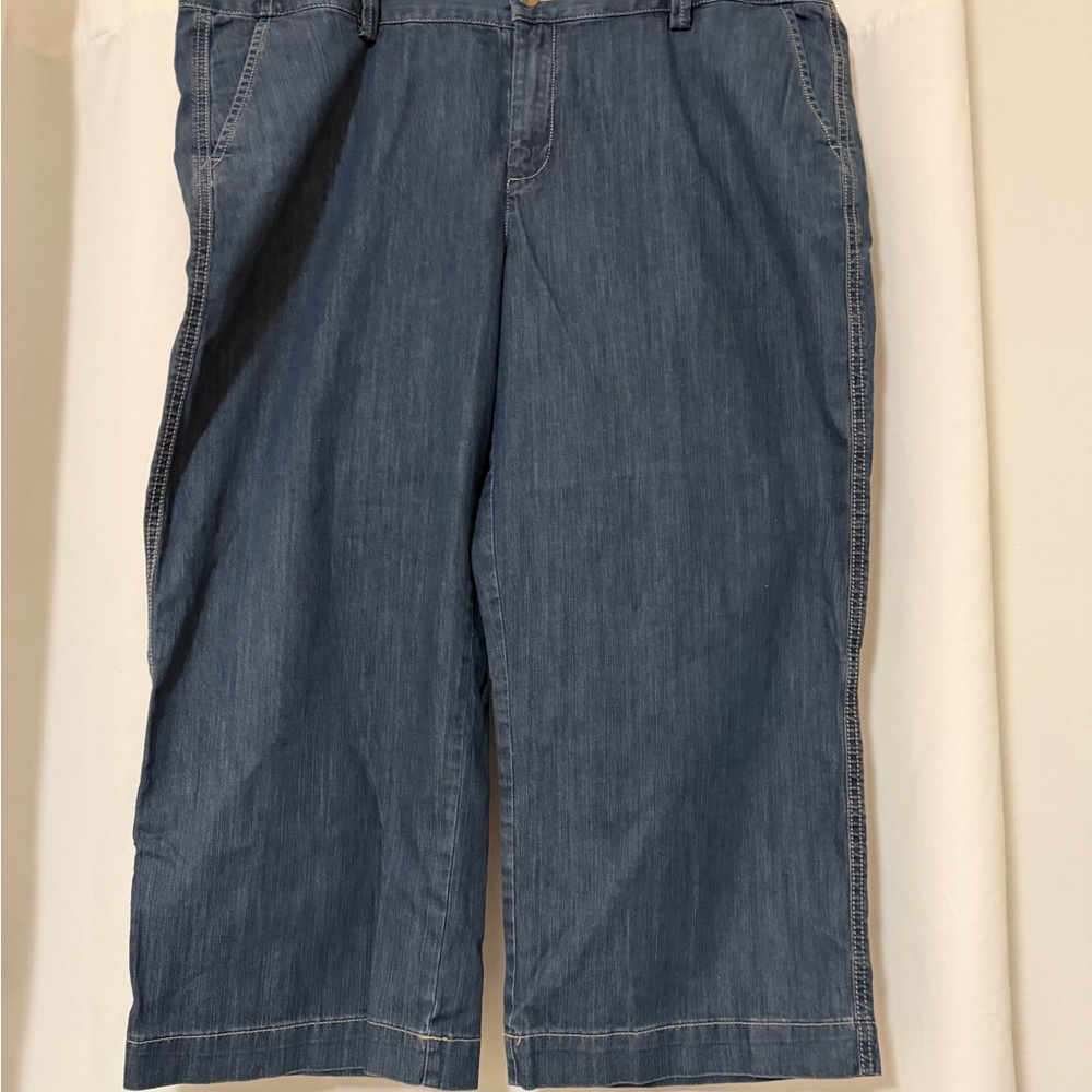 Eddie Bauer Dark Blue Denim Jean cropped wide leg jeans